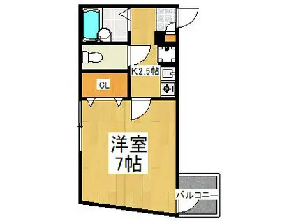 ウィンディヴィラ目白(1K/2階)の間取り写真