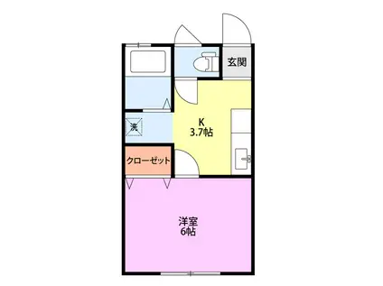 コーポ西千手(1K/2階)の間取り写真