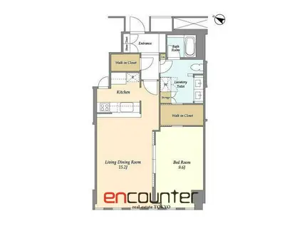 プルデンシャルタワーレジデンス(1LDK/31階)の間取り写真