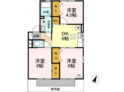 クレセント女池 B201(3DK/2階)の間取り写真