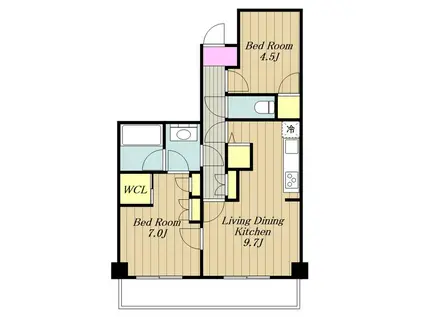たまプラーザ西パークホームズ(2LDK/2階)の間取り写真