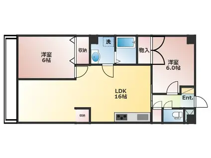 マグノリア立川(2LDK/4階)の間取り写真