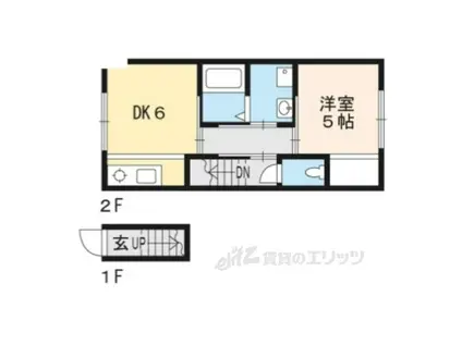 西ノ京円町テラス(1DK/2階)の間取り写真