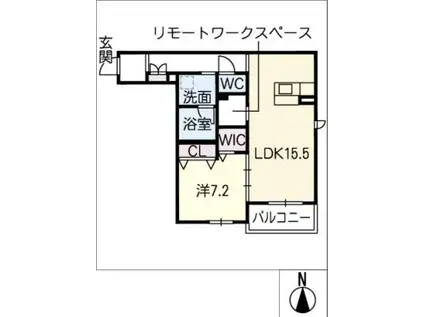リオリエント福光東(1LDK/1階)の間取り写真