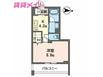 ルーエレジデンツ三日市(1K/3階)の間取り写真