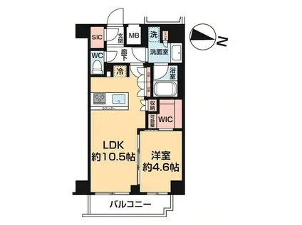 GENOVIA押上II(1LDK/6階)の間取り写真