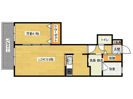 レスポワールK(1LDK/1階)の間取り写真