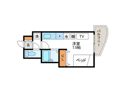 アンジェリーク・コア(ワンルーム/7階)の間取り写真