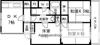 ＪＲ和歌山線 粉河駅 徒歩15分 3階建 築42年(3DK/2階)の間取り写真