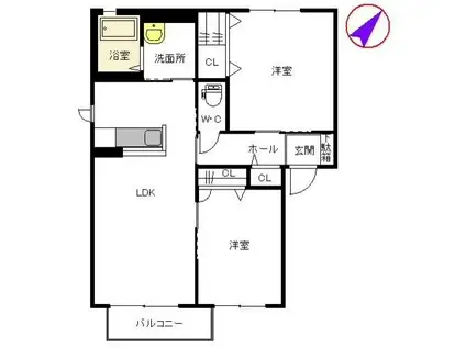 シャーメゾンハックベリー A棟(2LDK/1階)の間取り写真