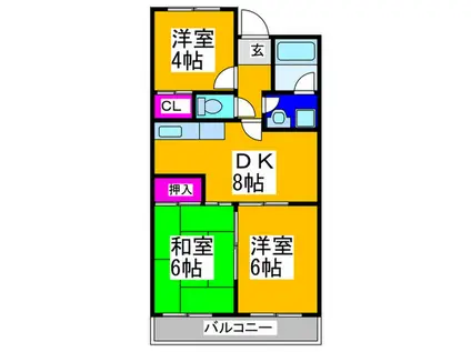 ネイティブプレイスNS(3DK/3階)の間取り写真