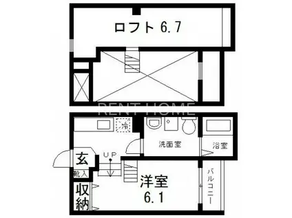 COCOTII(1K/2階)の間取り写真
