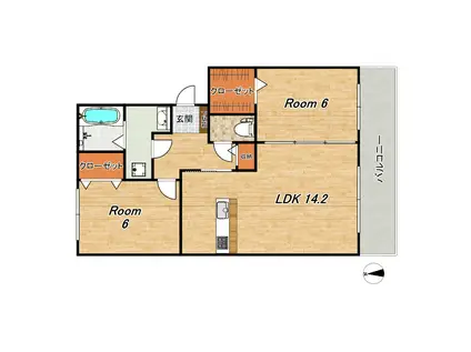 ルナ ヌーブ(2LDK/1階)の間取り写真