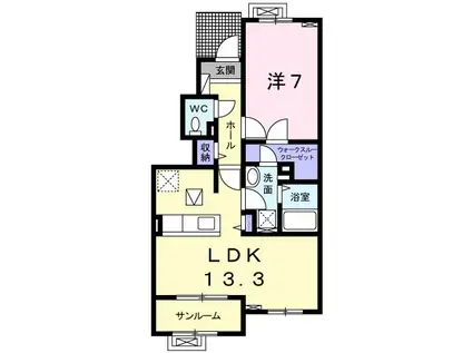 ソレイユI(1LDK/1階)の間取り写真