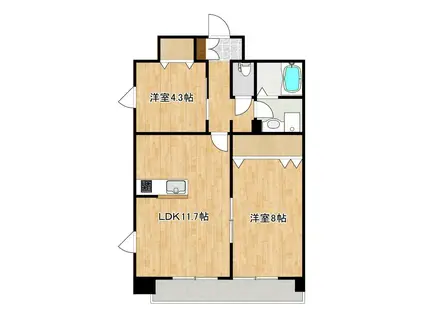 クロノス38花立(2LDK/8階)の間取り写真