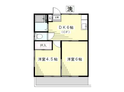 シルバーコーポ(2DK/1階)の間取り写真