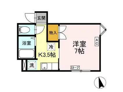 メイユール北都(1K/1階)の間取り写真