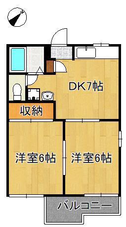 ラズベリーハウス(2DK/2階)の間取り写真