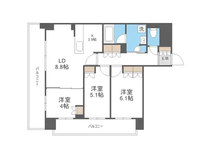 ジュノール札幌植物園(3LDK/2階)の間取り写真