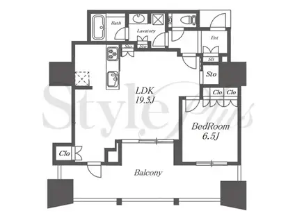 プラウドタワー名駅(1LDK/7階)の間取り写真