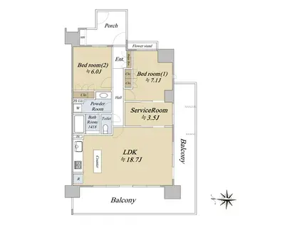 アンビックス町田フラックスステージ(2SLDK/10階)の間取り写真