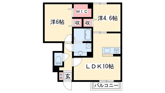 ヴィオラ志染(2LDK/1階)の間取り写真