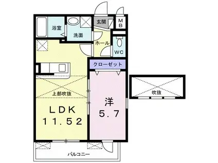 ハーモニープラザ ベル(1LDK/2階)の間取り写真