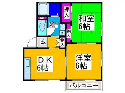 SKエルフィン(2DK/2階)の間取り写真