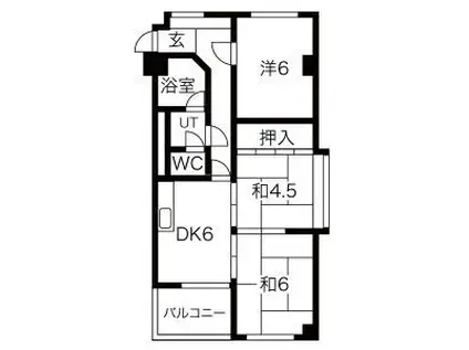 中根ハイツ(3DK/4階)の間取り写真