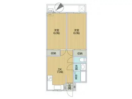 サンライトレジデンス(2DK/1階)の間取り写真