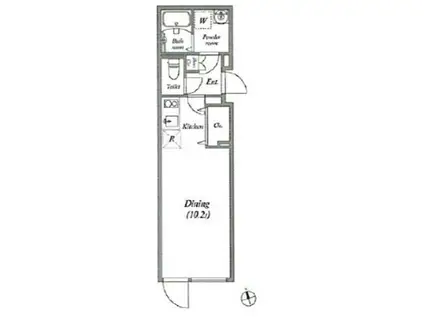 LEGALAND新宿山吹 102(ワンルーム/1階)の間取り写真