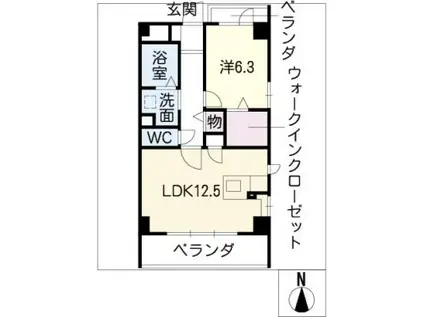 シェルフォーブルIII(1LDK/6階)の間取り写真