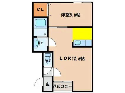スペース万代V(1LDK/1階)の間取り写真