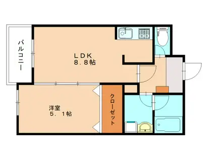 プレステージ森下(1LDK/2階)の間取り写真