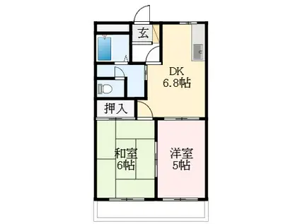 ハイムエスポアール(2DK/2階)の間取り写真