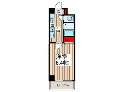 スパシエフィールドS新都心(1K/2階)の間取り写真