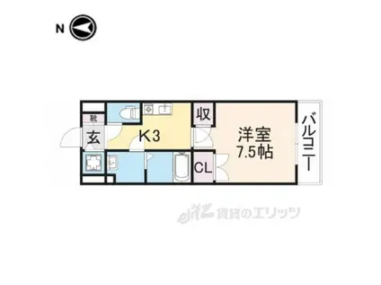 リッツパレス(1K/2階)の間取り写真