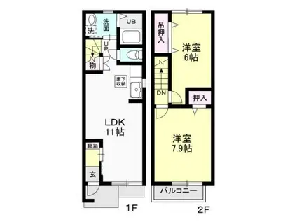 グラシア弐番館(2LDK/1階)の間取り写真