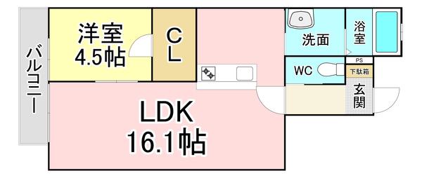 LA CASA FELICE(1LDK/1階)の間取り写真