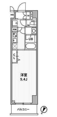 ALTERNA横濱阪東橋(1K/9階)の間取り写真