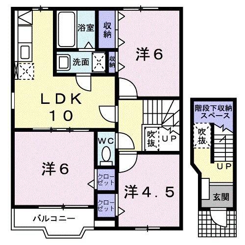 アンソレイエI(3LDK/2階)の間取り写真