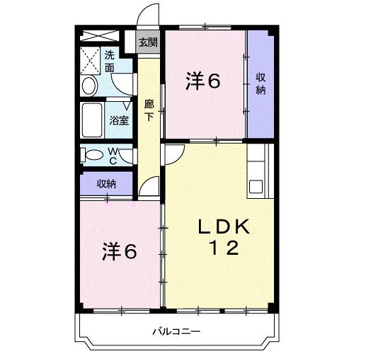 シャンブル21(2LDK/2階)の間取り写真