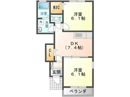 ヴィラ・フォンテーヌ(2DK/1階)の間取り写真