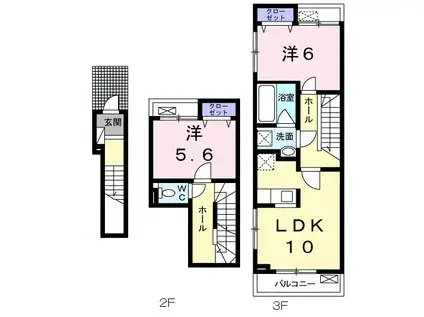 クレア―ジュ(2LDK/2階)の間取り写真