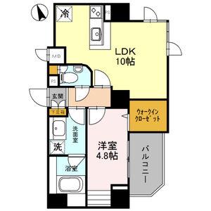 プレミアム菱屋西(1LDK/8階)の間取り写真