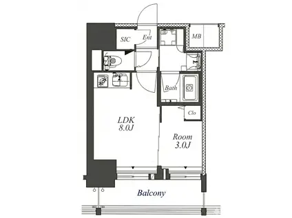 プレサンスレイズ千種今池II(1LDK/6階)の間取り写真