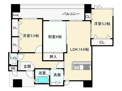 マーベラス門司港(3LDK/8階)の間取り写真