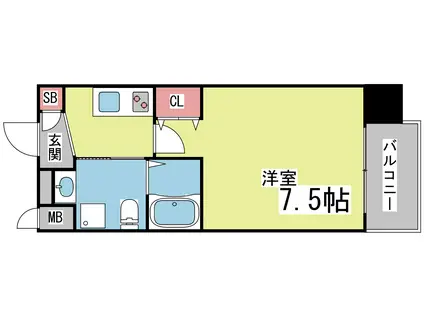 WALK ONE MINUTES王子公園(1K/3階)の間取り写真