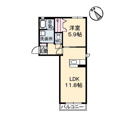 シャーメゾンルシエル(1LDK/2階)の間取り写真