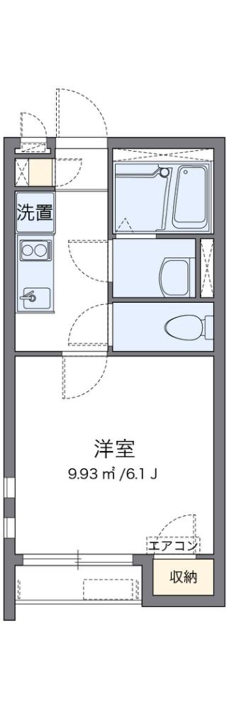 クレイノプランセル 華(1K/2階)の間取り写真